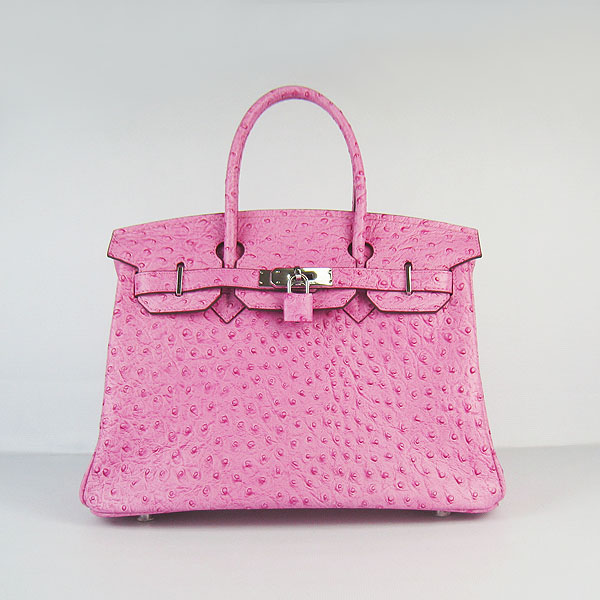 Replica Hermes Birkin 30CM Ostrich Veins Handbag Pink 6088 On Sale - Click Image to Close